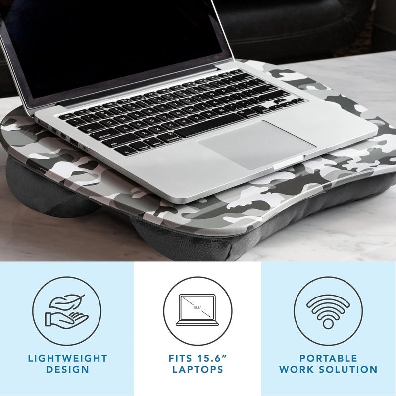 LapGear MyStyle Portable Lap Desk with Cushion - Gray Camo - Fits up to 15.6 Inch Laptops - Style No. 45325 - Image 2